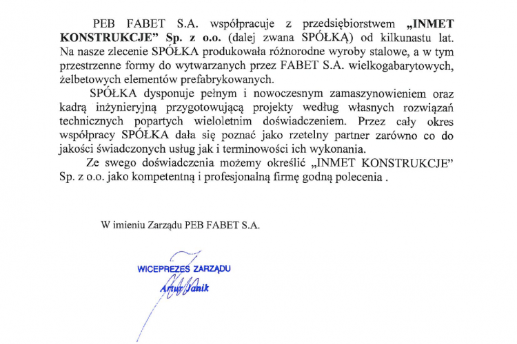 Referencje FABET 04.2019