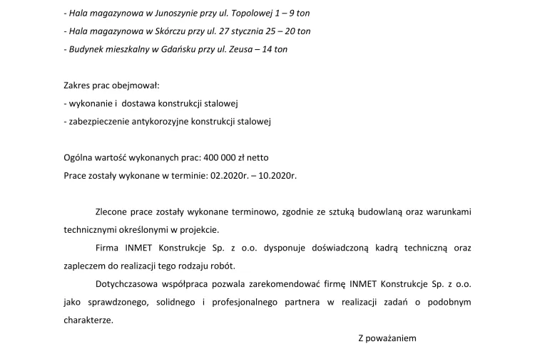 Referencje IZOMEGA 01.2021