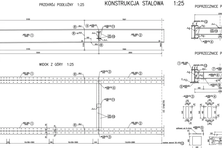 Konstrukcja stalowa kładki dla pieszych INMET