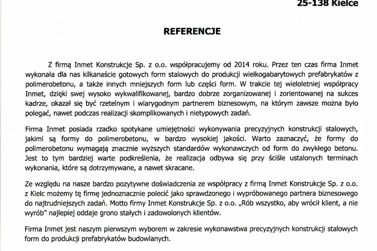 Referencje SYTEC dla INMET Konstrukcje 02.2023